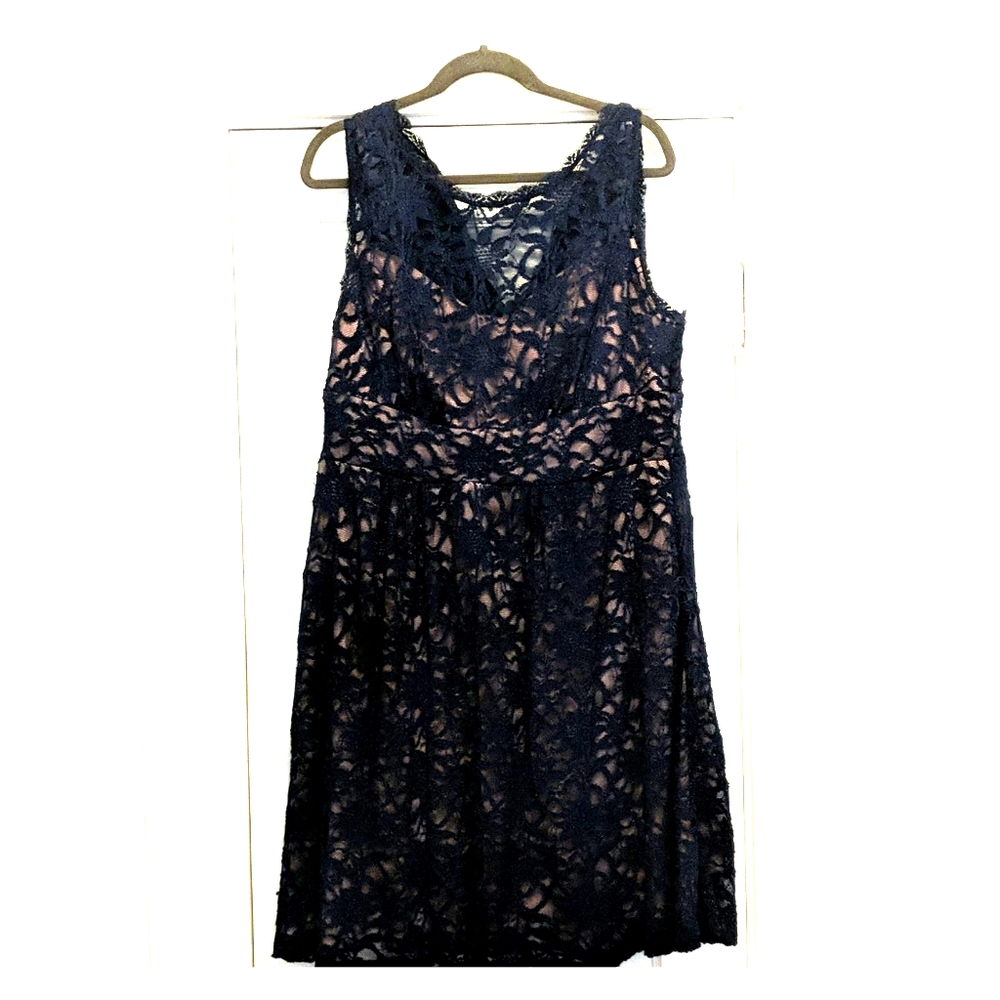 Champagne and Navy Lace Dress